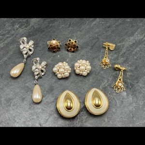 COPY - CLIP-ON Women’s Vintage Bundle 5x pairs earrings silver gold cloisonné